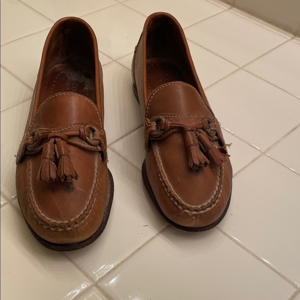 Cole Haan Brown Leather Tassel Loafers - Picture 2 of 3